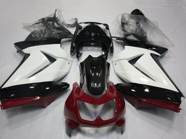 Billigste Kawasaki Ninja 250 Motorrad Verkleidung 2008-2012 - Weiss Rot Glanzendes Schwarz