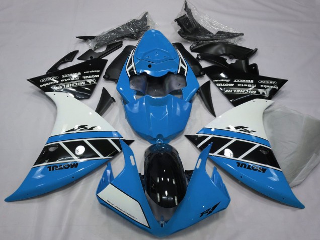Billigste Yamaha R1 Motorrad Verkleidung 2012-2014 - Blau Weiss Glanzendes Schwarz