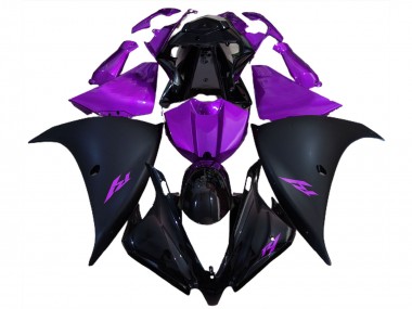 Billigste Yamaha R1 Motorrad Verkleidung 2012-2014 - Glanzendes Schwarz Matt Schwarz Lila