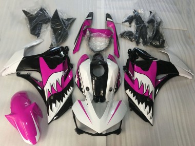 Billigste Yamaha R3 Motorrad Verkleidung 2015-2018 - Weiss Rosa Glanzendes Schwarz Hai
