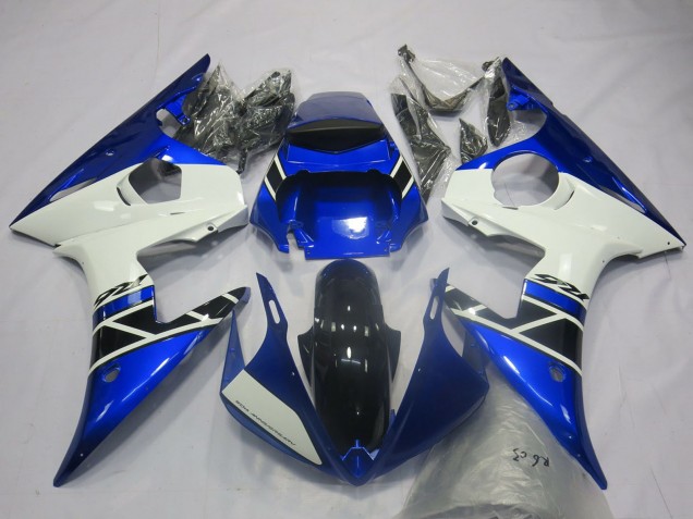 Billigste Yamaha R6 Motorrad Verkleidung 2003-2004 - Blau Weiss Glanzendes Schwarz OEM Stil