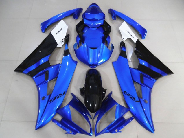 Billigste Yamaha R6 Motorrad Verkleidung 2006-2007 - Weiss Blau Glanzendes Schwarz