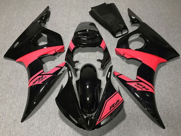 Billigste Yamaha R6 Motorrad Verkleidung 2003-2004 - Glanzendes Schwarz Rosa