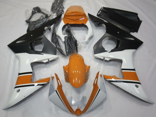 Billigste Yamaha R6 Motorrad Verkleidung 2003-2004 - Weiss Orange Matt Schwarz