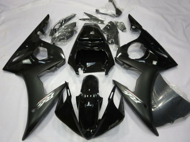 Billigste Yamaha R6 Motorrad Verkleidung 2003-2004 - Glanzendes Schwarz Matt Schwarz Weiss Aufkleber