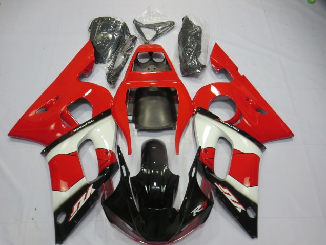 Billigste Yamaha R6 Motorrad Verkleidung 1998-2002 - Rot Weiss Glanzendes Schwarz