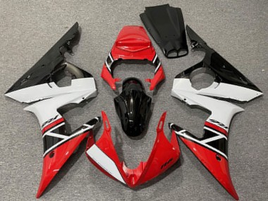 Billigste Yamaha R6 Motorrad Verkleidung 2003-2004 - Rot Weiss Glanzendes Schwarz