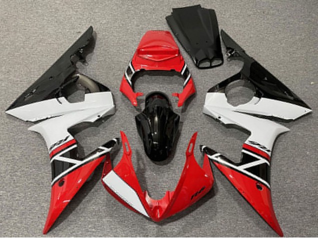 Billigste Yamaha R6 Motorrad Verkleidung 2003-2004 - Rot Weiss Glanzendes Schwarz