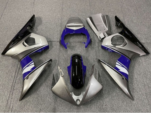 Billigste Yamaha R6 Motorrad Verkleidung 2003-2004 - Silber Blau Glanzendes Schwarz