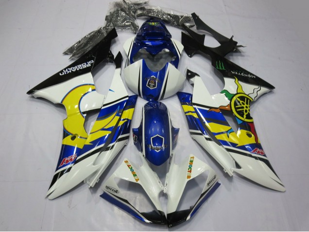 Billigste Yamaha R6 Motorrad Verkleidung 2008-2016 - Weiss Blau Schwarz Gelb