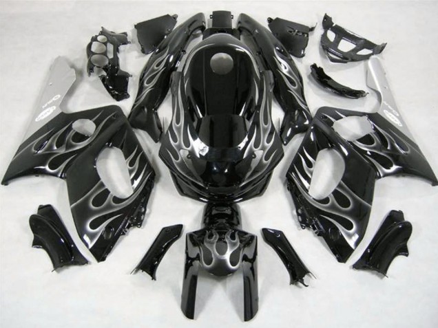 Billigste Yamaha YZF600R Thundercat Motorrad Verkleidung 1996-2007 - Glanzendes Schwarz Silber Flamme