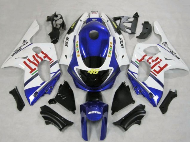 Billigste Yamaha YZF600R Thundercat Motorrad Verkleidung 1996-2007 - Weiss Blau Fiat Motul