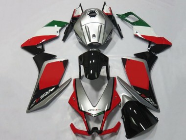 Billigste Aprilia RS4 125 Motorrad Verkleidung 2012-2018 - Silber Rot Glanzendes Schwarz