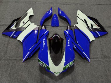 Billigste Ducati 959 1299 Motorrad Verkleidung 2015-2020 - Blau Weiss Glanzendes Schwarz Unibat Flex-Box OEM Stil