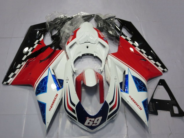 Billigste Ducati 1098 Motorrad Verkleidung 2007-2014 - Weiss Rot Schwarz Blau 69