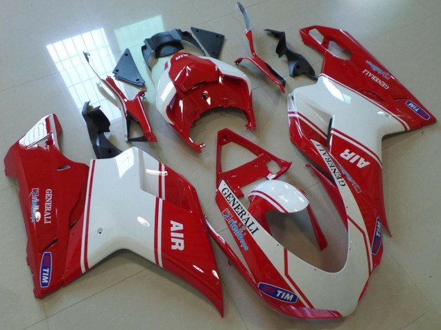 Billigste Ducati 848 1098 1198 Motorrad Verkleidung 2007-2014 - Rot Weiss Air Generali Tim
