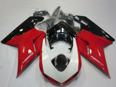 Billigste Ducati 1098 Motorrad Verkleidung 2007-2014 - Rot Weiss Glanzendes Schwarz