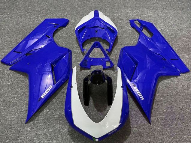 Billigste Ducati 1198 Motorrad Verkleidung 2007-2014 - Glanzendes Blau Weiss
