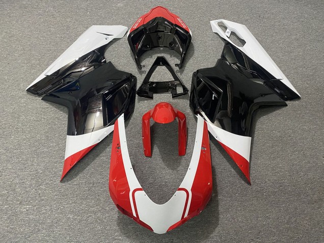 Billigste Ducati 848 1098 1198 Motorrad Verkleidung 2007-2014 - Weiss Rot Glanzendes Schwarz