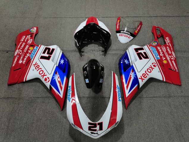 Billigste Ducati 848 1098 1198 Motorrad Verkleidung 2007-2014 - Weiss Rot Blau Glanzendes Schwarz Xerox Valsir 21