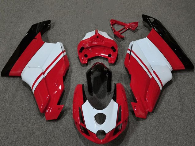 Billigste Ducati 749 999 Motorrad Verkleidung 2003-2004 - Weiss Rot Glanzendes Schwarz