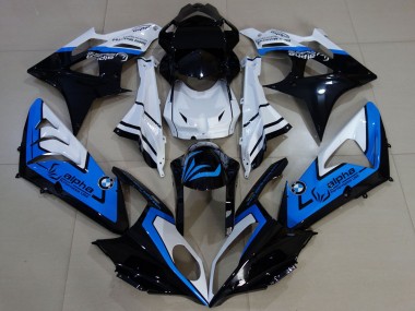 Billigste BMW S1000RR Motorrad Verkleidung 2009-2014 - Weiss Blau Glanzendes Schwarz Alpha