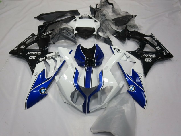 Billigste BMW S1000RR Motorrad Verkleidung 2015-2016 - Weiss Blau Glanzendes Schwarz