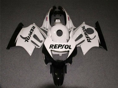 Billigste Honda CBR600 F3 Motorrad Verkleidung 1997-1998 - Weiss Glanzendes Schwarz Repsol