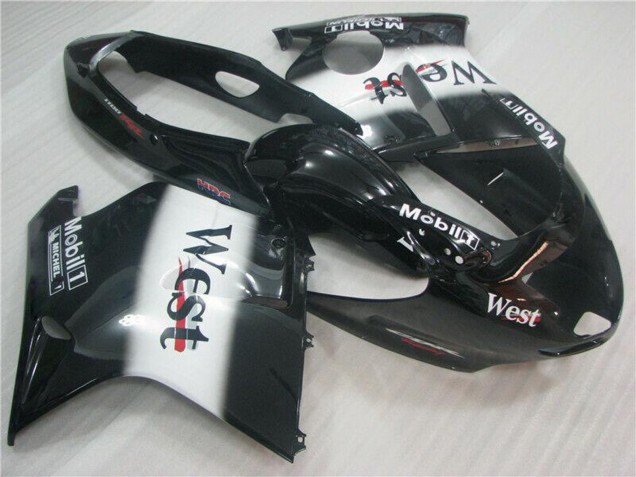 Billigste Honda CBR1100XX Blackbird Motorrad Verkleidung 1996-2007 - Glanzendes Schwarz Weiss West