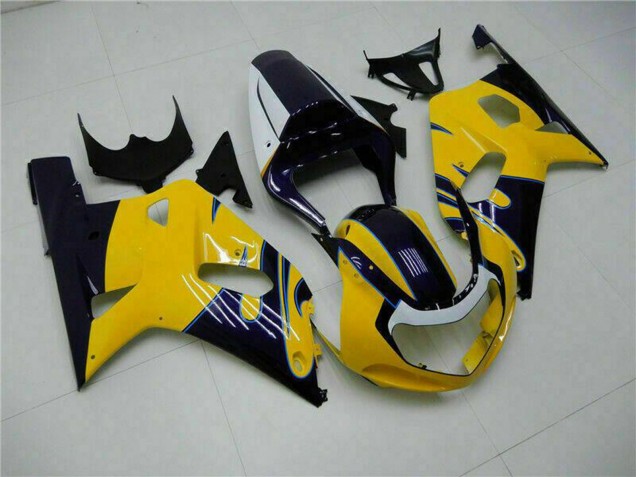 Billigste Suzuki GSXR 600/750 Motorrad Verkleidung 2001-2003 - Gelb Dunkel Blau Glanzendes Schwarz