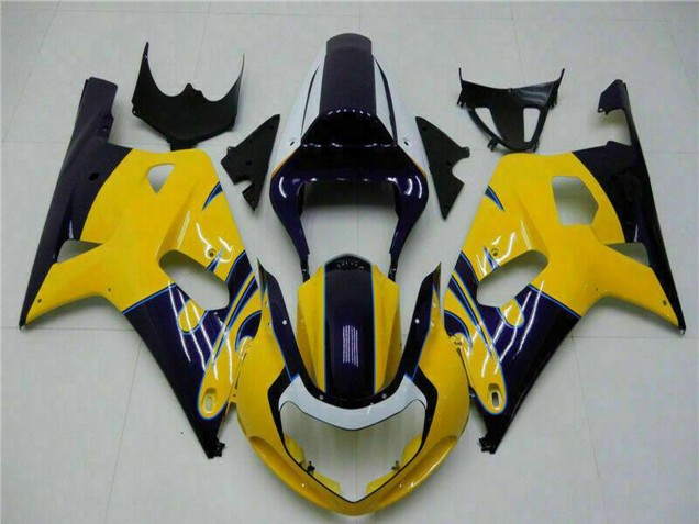 Billigste Suzuki GSXR 600/750 Motorrad Verkleidung 2001-2003 - Gelb Dunkel Blau Glanzendes Schwarz