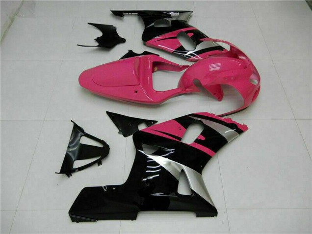Billigste Suzuki GSXR 600/750 Motorrad Verkleidung 2001-2003 - Rosa Silber Glanzendes Schwarz