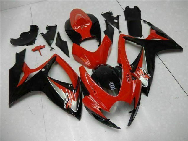 Billigste Suzuki GSXR 600/750 Motorrad Verkleidung 2006-2007 - Rot Glanzendes Schwarz