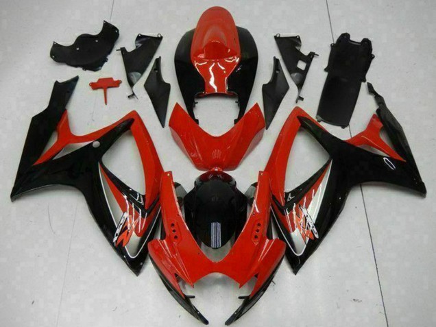 Billigste Suzuki GSXR 600/750 Motorrad Verkleidung 2006-2007 - Rot Glanzendes Schwarz