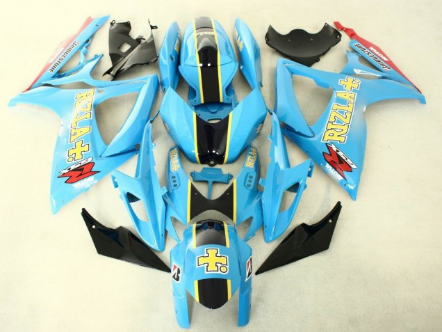 Billigste Suzuki GSXR 600/750 Motorrad Verkleidung 2006-2007 - Hellblau Schwarz Gelb Rizla