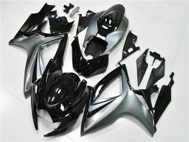 Billigste Suzuki GSXR 600/750 Motorrad Verkleidung 2006-2007 - Silber Glanzendes Schwarz