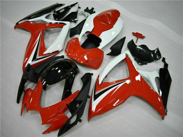 Billigste Suzuki GSXR 600/750 Motorrad Verkleidung 2006-2007 - Weiss Rot Glanzendes Schwarz Streifen