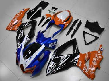 Billigste Suzuki GSXR 600/750 Motorrad Verkleidung 2008-2010 - Orange Blau Weiss Glanzendes Schwarz