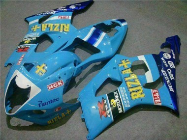 Billigste Suzuki GSXR 1000 Motorrad Verkleidung 2003-2004 - Blau Weiss Gelb Rizla