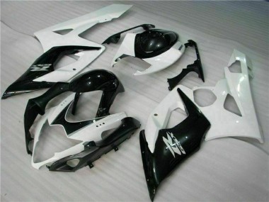 Billigste Suzuki GSXR 1000 Motorrad Verkleidung 2005-2006 - Weiss Glanzendes Schwarz
