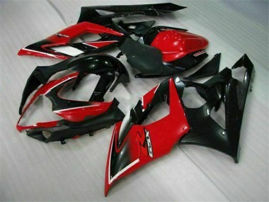Billigste Suzuki GSXR 1000 Motorrad Verkleidung 2005-2006 - Rot Glanzendes Schwarz Matt Schwarz