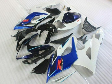 Billigste Suzuki GSXR 1000 Motorrad Verkleidung Kit 2005-2006 - Weiss Blau Glanzendes Schwarz