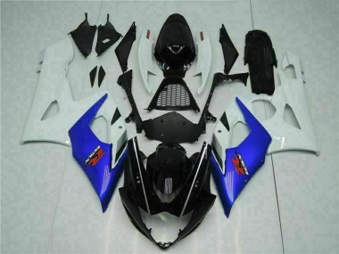 Billigste Suzuki GSXR 1000 Motorrad Verkleidung 2005-2006 - Weiss Blau Glanzendes Schwarz