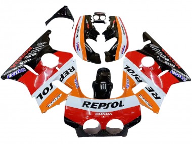 Billigste Honda CBR400RR NC23 Motorrad Verkleidung 1987-1989 - Orange Weiss Rot Glanzendes Schwarz Repsol HRC