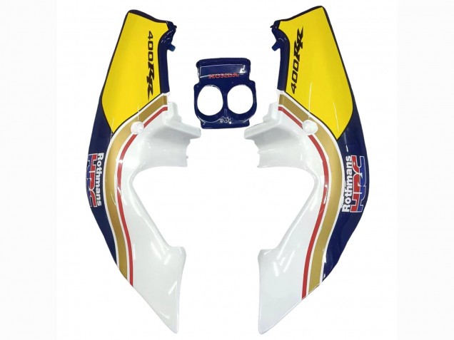 Billigste Honda CBR400RR NC23 Motorrad Verkleidung 1987-1989 - Weiss Gelb Blau Rothmans