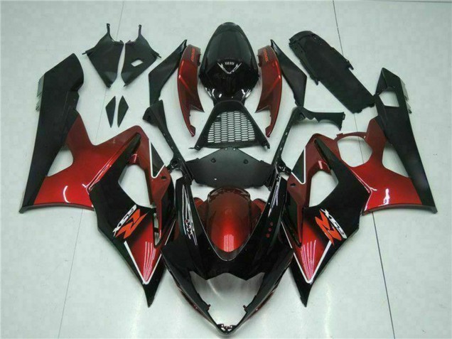 Billigste Suzuki GSXR 1000 Motorrad Verkleidung 2005-2006 - Rot Glanzendes Schwarz