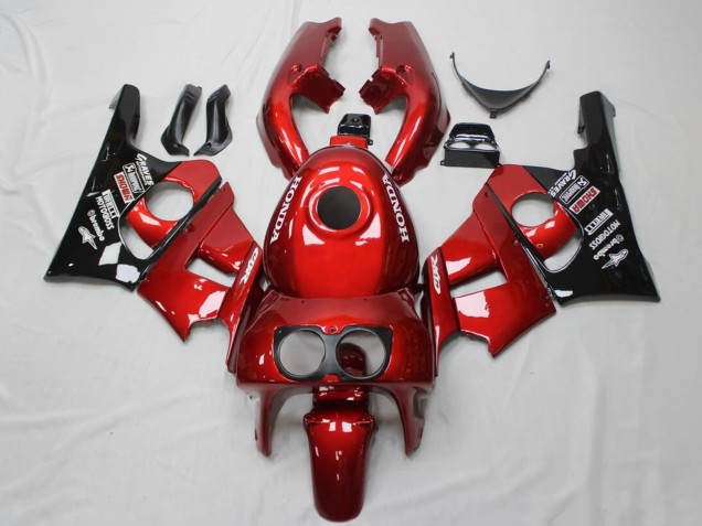 Billigste Honda CBR400RR NC29 Motorrad Verkleidung 1990-1999 - Rot Glanzendes Schwarz