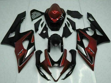 Billigste Suzuki GSXR 1000 Motorrad Verkleidung 2005-2006 - Rot Silber Glanzendes Schwarz