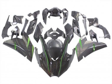 Billigste Kawasaki Ninja H2 Motorrad Verkleidung 2015-2022 - Schwarzes Carbonfaser Grun