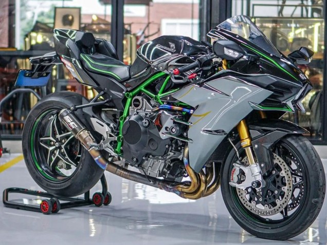 Billigste Kawasaki Ninja H2 Motorrad Verkleidung 2015-2022 - Grau